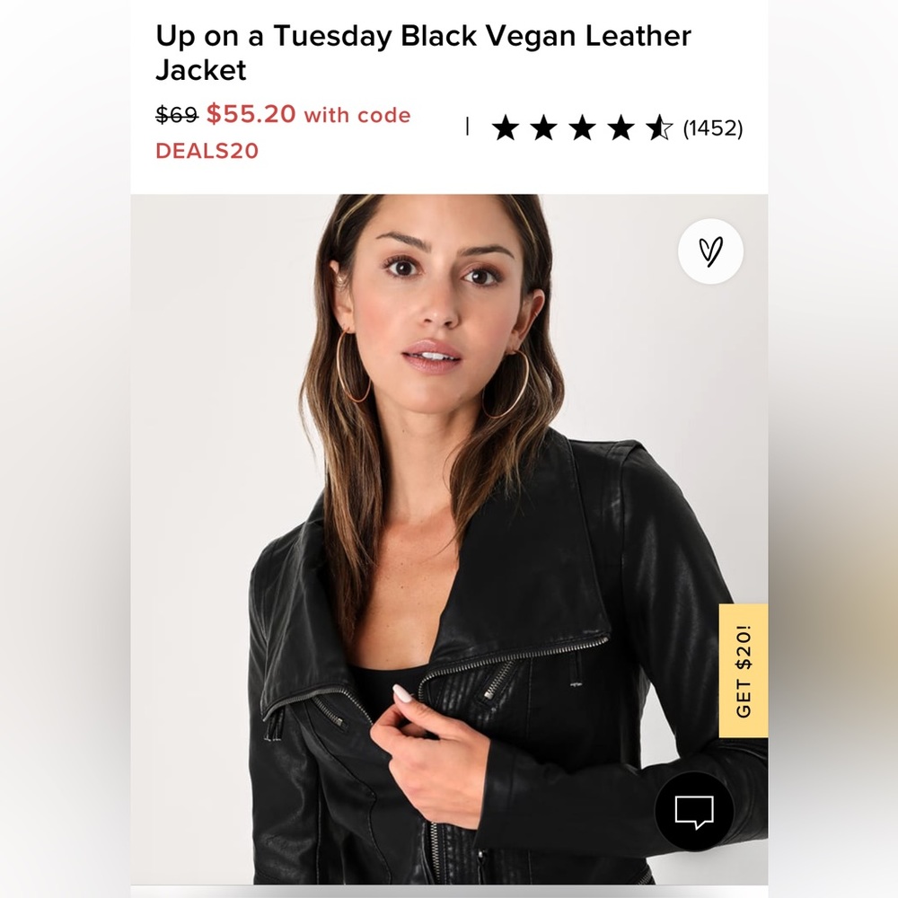 Black vegan leather jacket from Lulu’s worn twice - small